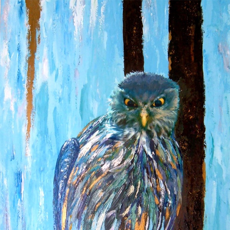 8-161 Il gufo blu (116x89cm) © Belinda BUSSOTTI 8-161 Il gufo blu (116x89cm) © Belinda BUSSOTTI